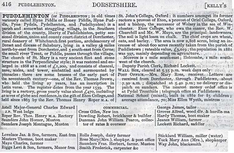 Kelly's Directory description middle 19C (1855)