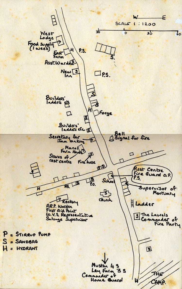 Map drawn by the Rector of the village defences