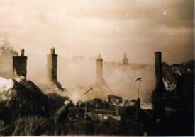 The burning houses in 1933
